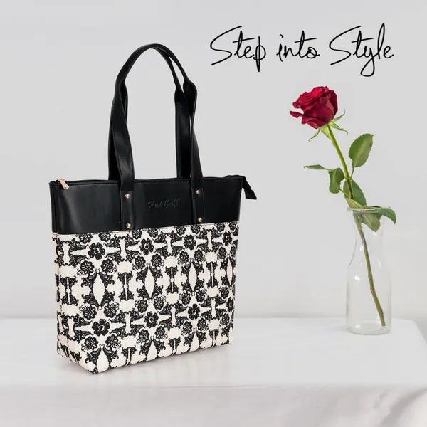 Hard_Craft_Floral_Print_Women's_Vegan_Leather_Stylish_Tote_Bag_For_Women_Office_Use_With_Personalize_Tag_Hand_Bag_Purse_Casual_Shoulder_Bag_For_College_Girls