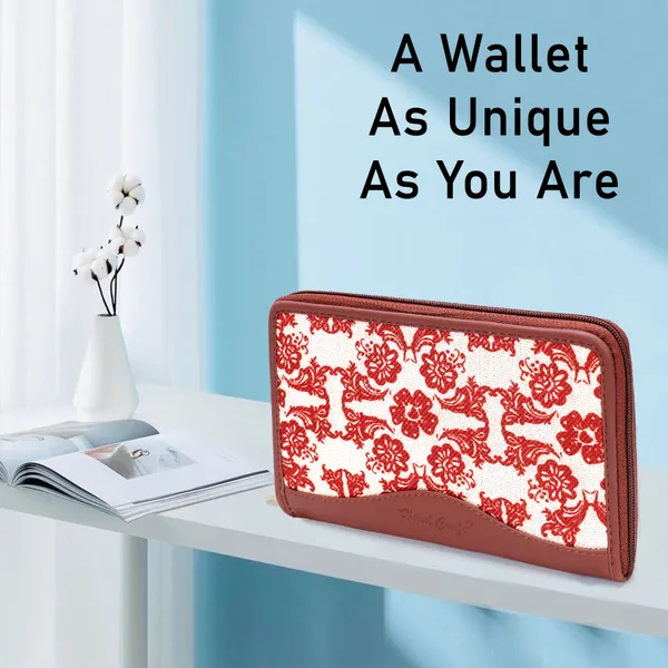 Hard_Craft_Wallet_For_Woman_Floral_Print_Vegan_Leather_Purse_For_Woman_Stylish_Ladies_Hand_Purse_For_Women_Holds_Cash_Cards_Mobile_Coin_Pocket_Clutch_Purse_With_Zip_Closure_Gift_For_Women_Girls