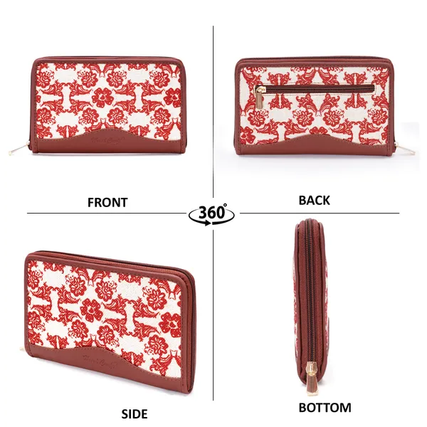 Hard_Craft_Wallet_For_Woman_Floral_Print_Vegan_Leather_Purse_For_Woman_Stylish_Ladies_Hand_Purse_For_Women_Holds_Cash_Cards_Mobile_Coin_Pocket_Clutch_Purse_With_Zip_Closure_Gift_For_Women_Girls