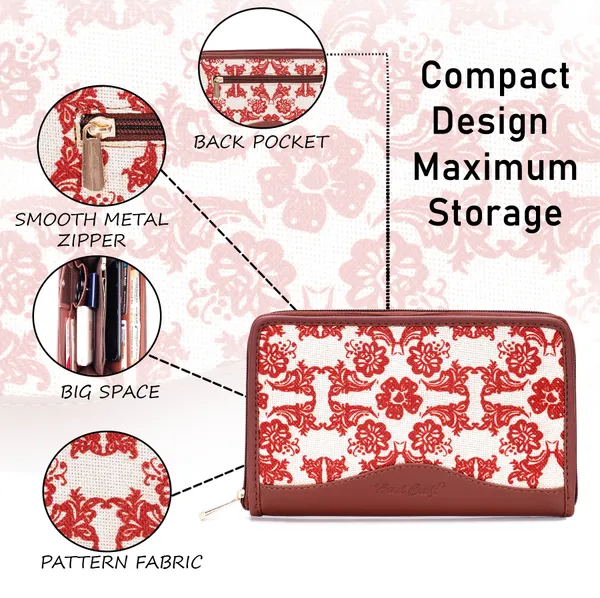 Hard_Craft_Wallet_For_Woman_Floral_Print_Vegan_Leather_Purse_For_Woman_Stylish_Ladies_Hand_Purse_For_Women_Holds_Cash_Cards_Mobile_Coin_Pocket_Clutch_Purse_With_Zip_Closure_Gift_For_Women_Girls