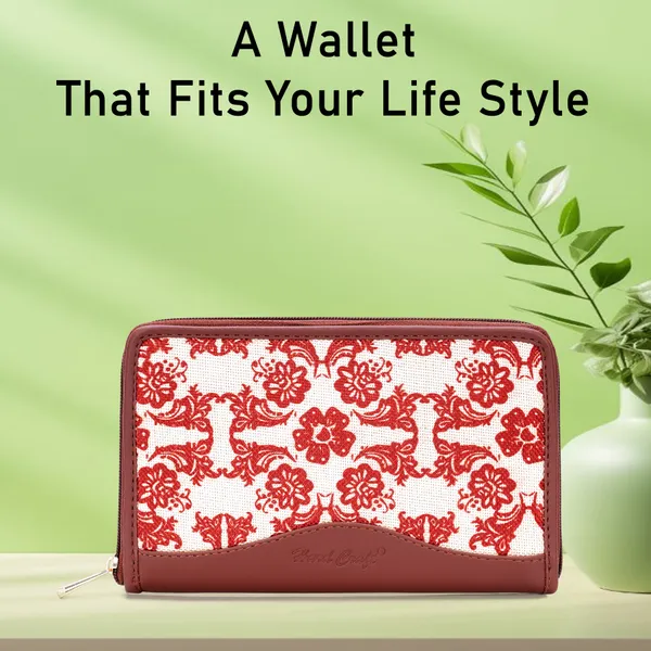 Hard_Craft_Wallet_For_Woman_Floral_Print_Vegan_Leather_Purse_For_Woman_Stylish_Ladies_Hand_Purse_For_Women_Holds_Cash_Cards_Mobile_Coin_Pocket_Clutch_Purse_With_Zip_Closure_Gift_For_Women_Girls