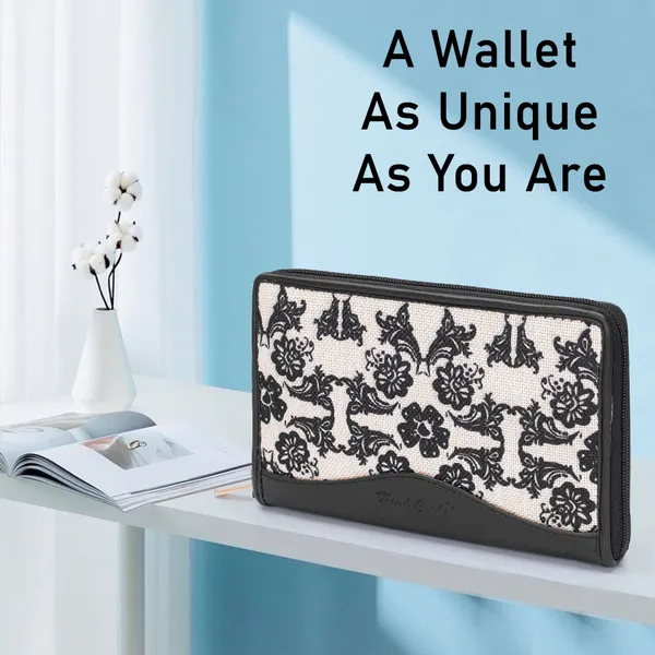 Hard_Craft_Wallet_For_Woman_Floral_Print_Vegan_Leather_Purse_For_Woman_Stylish_Ladies_Hand_Purse_For_Women_Holds_Cash_Cards_Mobile_Coin_Pocket_Clutch_Purse_With_Zip_Closure_Gift_For_Women_Girls