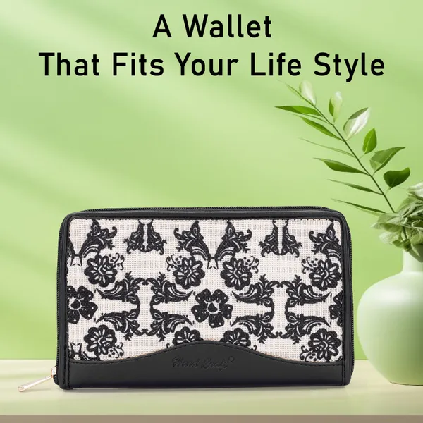 Hard_Craft_Wallet_For_Woman_Floral_Print_Vegan_Leather_Purse_For_Woman_Stylish_Ladies_Hand_Purse_For_Women_Holds_Cash_Cards_Mobile_Coin_Pocket_Clutch_Purse_With_Zip_Closure_Gift_For_Women_Girls