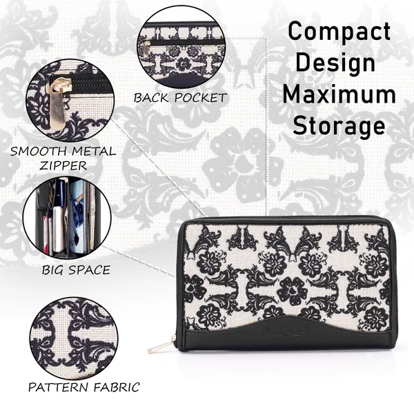 Hard_Craft_Wallet_For_Woman_Floral_Print_Vegan_Leather_Purse_For_Woman_Stylish_Ladies_Hand_Purse_For_Women_Holds_Cash_Cards_Mobile_Coin_Pocket_Clutch_Purse_With_Zip_Closure_Gift_For_Women_Girls