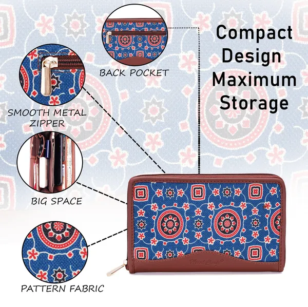 Hard_Craft_Wallet_For_Woman_ColorFull_Floral_Print_Vegan_Leather_Purse_For_Woman_Stylish_Ladies_Hand_Purse_For_Women_Holds_Cash_Cards_Mobile_Coin_Pocket_Clutch_Purse_With_Zip_Closure_Gift_For_Women_Girls