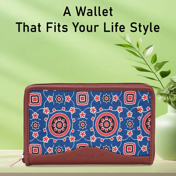 Hard_Craft_Wallet_For_Woman_ColorFull_Floral_Print_Vegan_Leather_Purse_For_Woman_Stylish_Ladies_Hand_Purse_For_Women_Holds_Cash_Cards_Mobile_Coin_Pocket_Clutch_Purse_With_Zip_Closure_Gift_For_Women_Girls