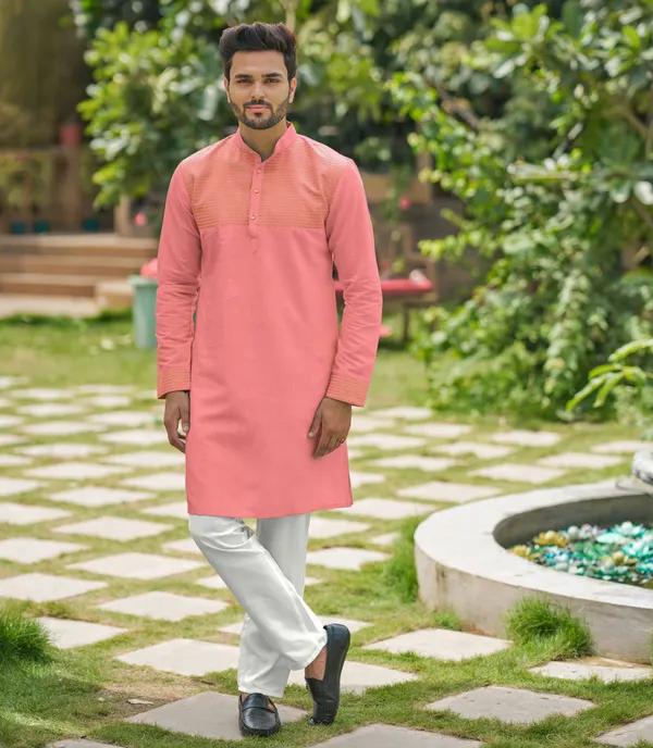 Aishwaria_Pink_Couple_Dress_Silk_Saree_&_Kurta