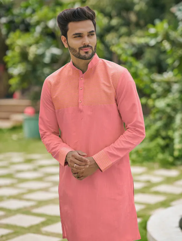 Aishwaria_Pink_Couple_Dress_Silk_Saree_&_Kurta