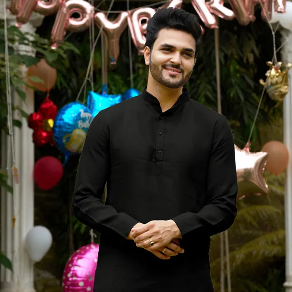 Linan_Cotton_Kurti_and_Kurta_Diamond_Black_Couple_Dress