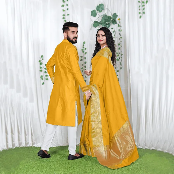 Silk_Kurta_Lovely_Yellow_Couple_Combo