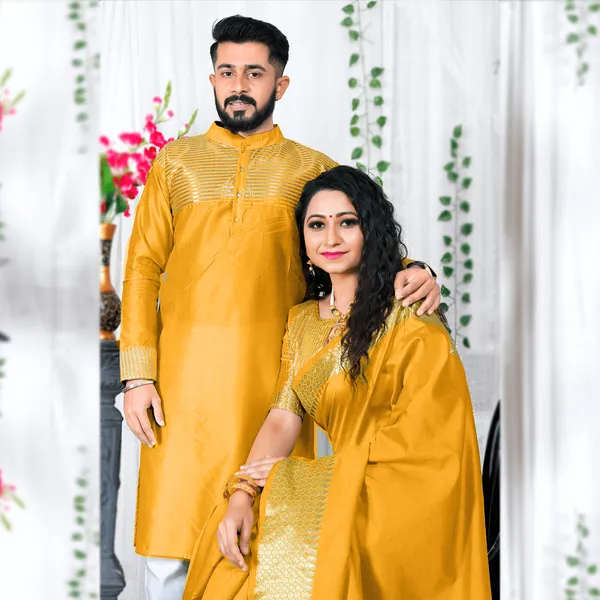 Silk_Kurta_Lovely_Yellow_Couple_Combo