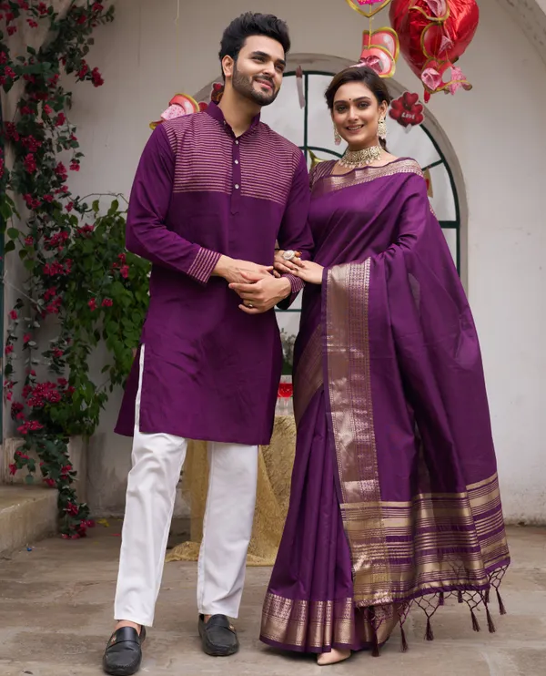 Matching_Dress_Silk_Saree_and_Kurta