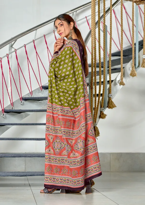 Handicraft_Beautiful_Handicraft_Pure_Soft_MulMulcotton_IKKAT_Hand_Blcok_Print_Saree_With_Blouce_Piece