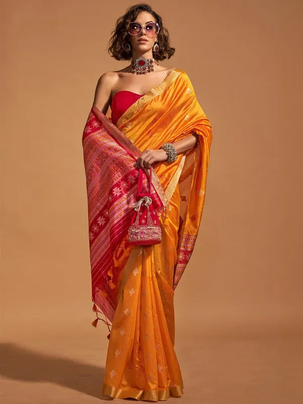 Fancy_Cotton_Handloom_Woven_Silk_Saree_With_Blouse_Piece