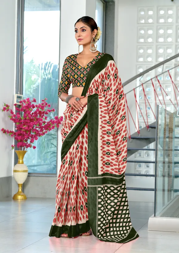 Handicraft_Beautiful_Handicraft_Pure_Soft_MulMulcotton_IKKAT_Hand_Blcok_Print_Saree_With_Blouce_Piece