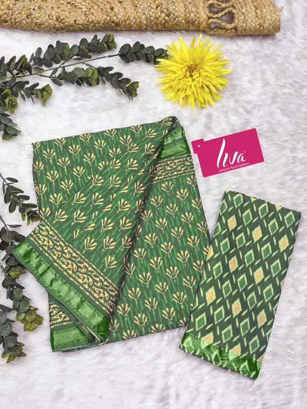 Beautiful_Handicraft_Pure_Soft_MulMul_Cotton_Block_Printed_Zari_Border_Saree_With_Blouse_Piece