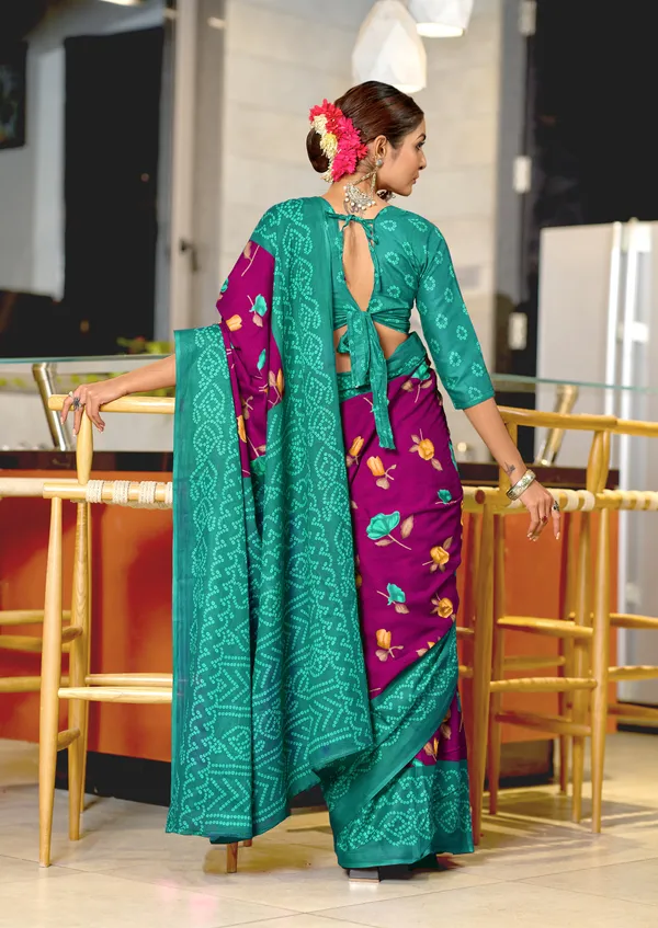 Handicraft_Beautiful_Handicraft_Pure_Soft_MulMulcotton_IKKAT_Hand_Blcok_Print_Saree_With_Blouce_Piece