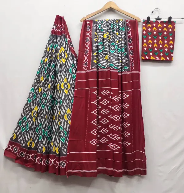 HANDICRAFT_IKKAT_PURE_SOFT_MUL_COTTON_SAREE_WITH_BLOUSE_PIECE