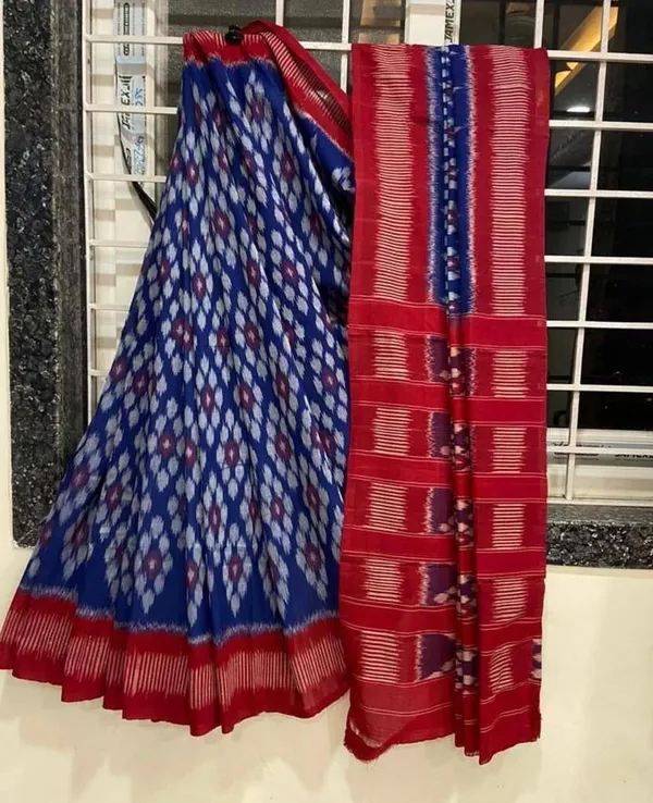 HANDICRAFT_IKKAT_PURE_SOFT_MUL_COTTON_SAREE_WITH_BLOUSE_PIECE
