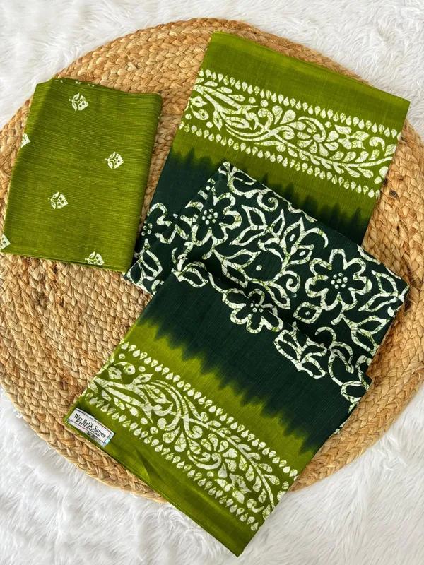 Beautiful_Handicraft_Pure_Soft_MulMul_Cotton_Batik_Hand_PrintedSaree_With_Blouse_Piece