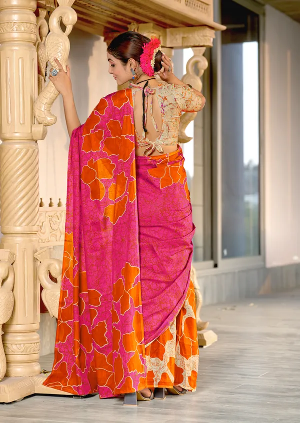 Handicraft_Beautiful_Handicraft_Pure_Soft_MulMulcotton_IKKAT_Hand_Blcok_Print_Saree_With_Blouce_Piece