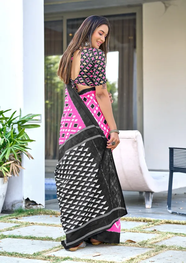 Handicraft_Beautiful_Handicraft_Pure_Soft_MulMulcotton_IKKAT_Hand_Blcok_Print_Saree_With_Blouce_Piece