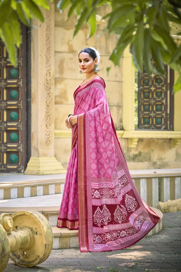 Beautiful_Handicraft_Pure_Soft_MulMul_Cotton_Block_Printed_Zari_Border_Saree_With_Blouse_Piece