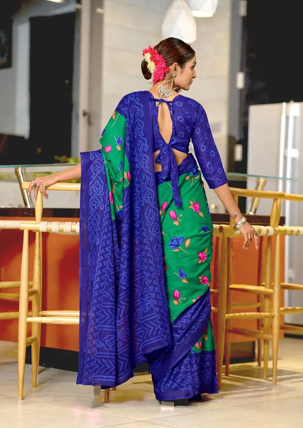 Handicraft_Beautiful_Handicraft_Pure_Soft_MulMulcotton_IKKAT_Hand_Blcok_Print_Saree_With_Blouce_Piece