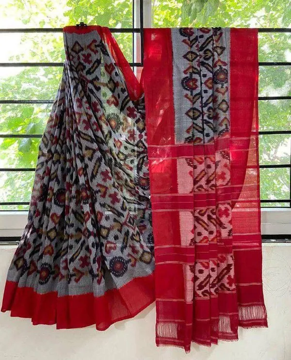 HANDICRAFT_IKKAT_PURE_SOFT_MUL_COTTON_SAREE_WITH_BLOUSE_PIECE