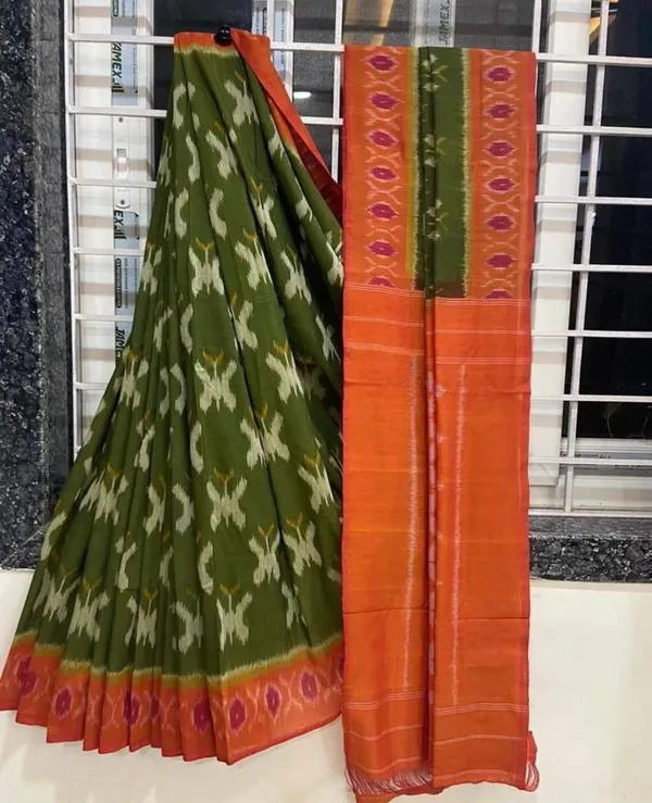 HANDICRAFT_IKKAT_PURE_SOFT_MUL_COTTON_SAREE_WITH_BLOUSE_PIECE
