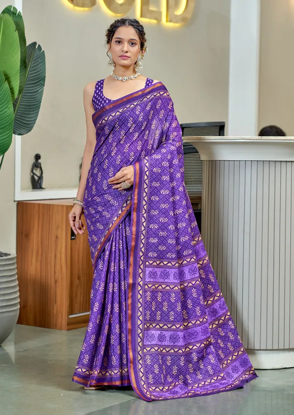 Beautiful_Zari_Border_Handicraft_Pure_Soft_MulMul_Jaipuri_Hand_Block_Print_Cotton_Saree_With_Blouse_Piece