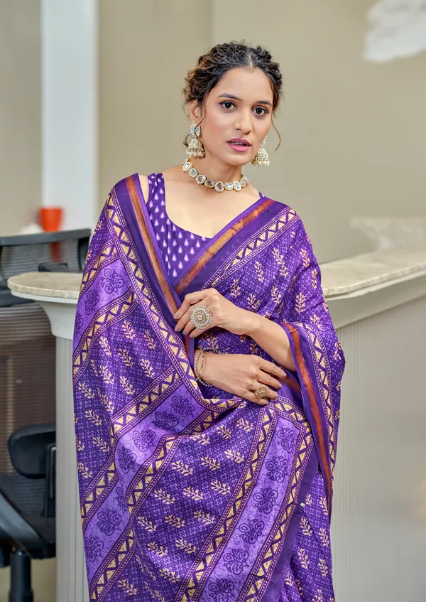 Beautiful_Zari_Border_Handicraft_Pure_Soft_MulMul_Jaipuri_Hand_Block_Print_Cotton_Saree_With_Blouse_Piece