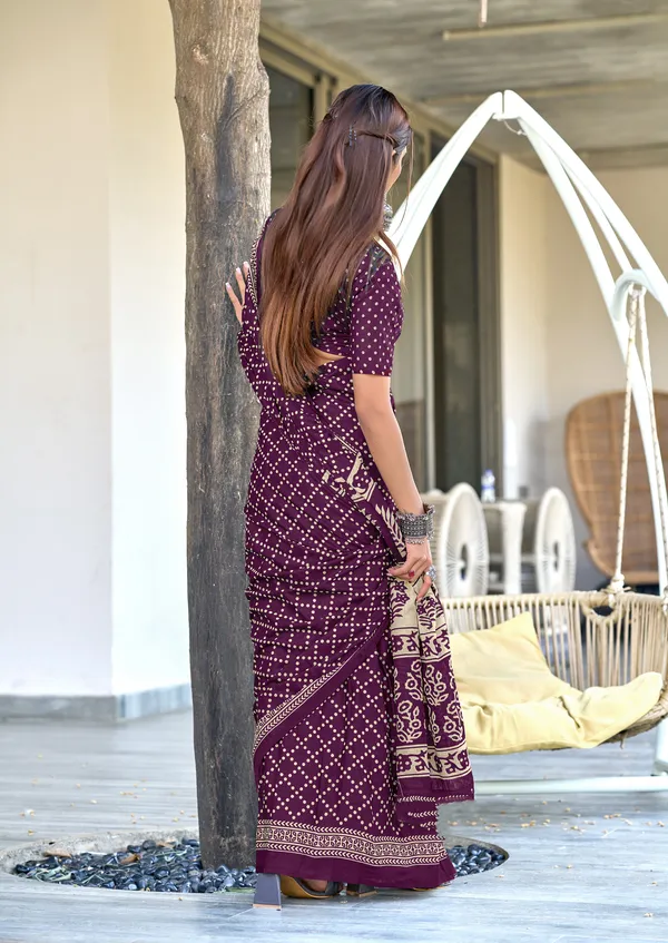 Handicraft_Beautiful_Handicraft_Pure_Soft_MulMulcotton_IKKAT_Hand_Blcok_Print_Saree_With_Blouce_Piece