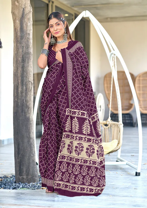 Handicraft_Beautiful_Handicraft_Pure_Soft_MulMulcotton_IKKAT_Hand_Blcok_Print_Saree_With_Blouce_Piece