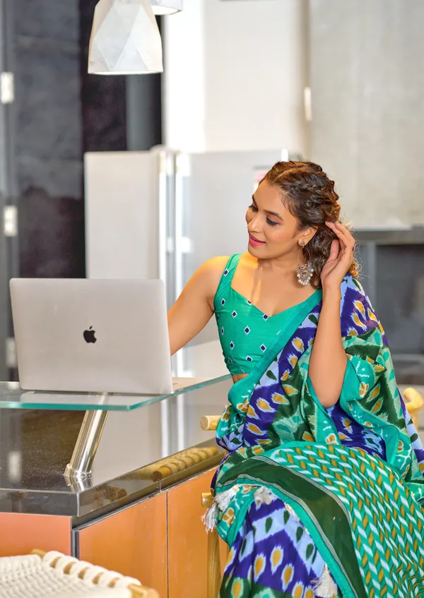 Handicraft_Beautiful_Handicraft_Pure_Soft_MulMulcotton_IKKAT_Hand_Blcok_Print_Saree_With_Blouce_Piece