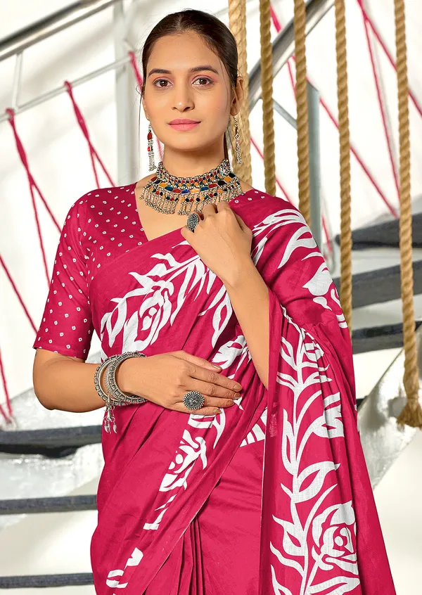 Handicraft_Beautiful_Handicraft_Pure_Soft_MulMulcotton_IKKAT_Hand_Blcok_Print_Saree_With_Blouce_Piece