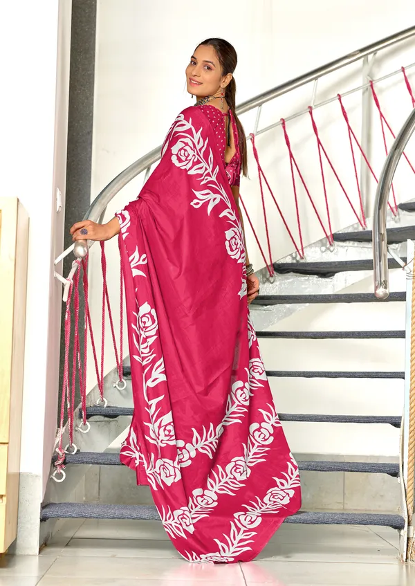 Handicraft_Beautiful_Handicraft_Pure_Soft_MulMulcotton_IKKAT_Hand_Blcok_Print_Saree_With_Blouce_Piece