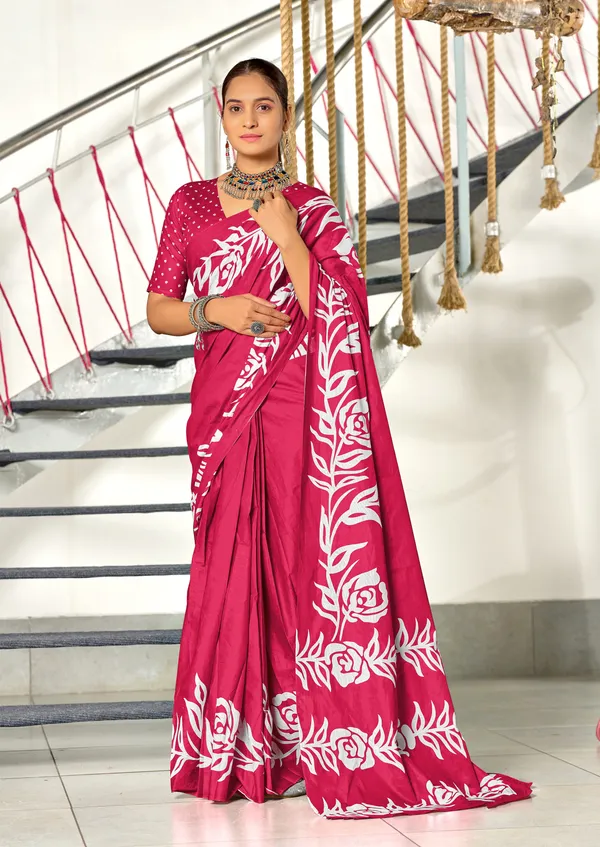 Handicraft_Beautiful_Handicraft_Pure_Soft_MulMulcotton_IKKAT_Hand_Blcok_Print_Saree_With_Blouce_Piece