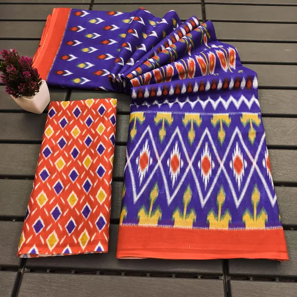 Beautiful_Handicraft_Pure_Soft_MulMul_Cotton_Meenakari_Hand_Print_Saree_With_Blouse_Piece