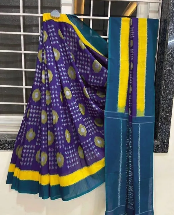 HANDICRAFT_IKKAT_PURE_SOFT_MUL_COTTON_SAREE_WITH_BLOUSE_PIECE