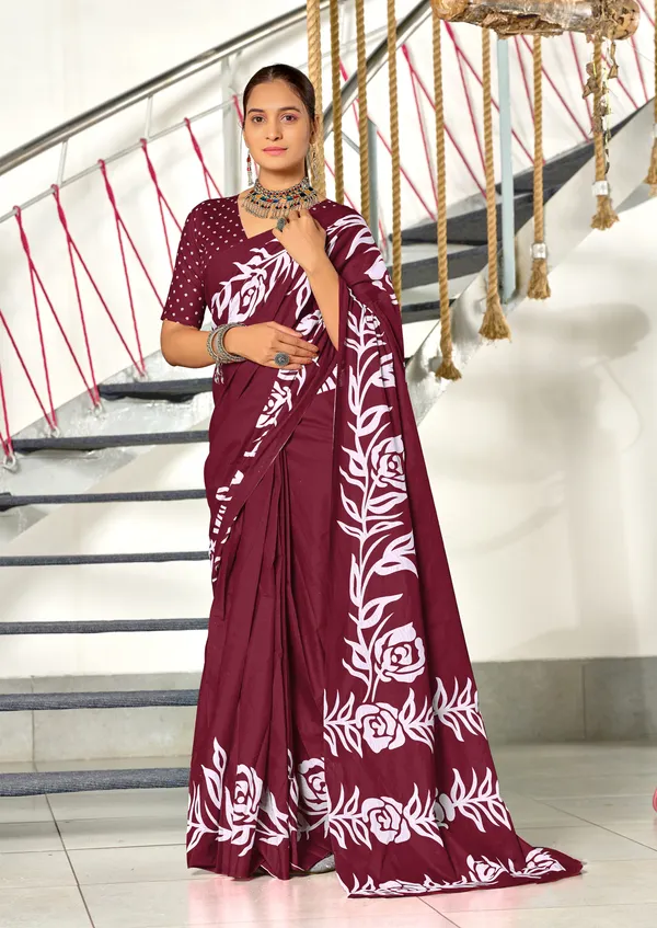 Handicraft_Beautiful_Handicraft_Pure_Soft_MulMulcotton_IKKAT_Hand_Blcok_Print_Saree_With_Blouce_Piece