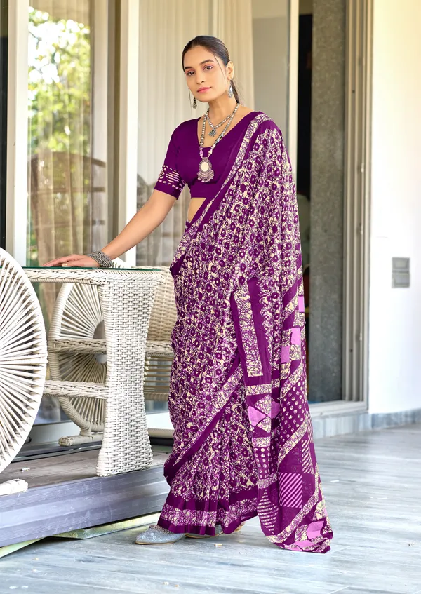Handicraft_Beautiful_Handicraft_Pure_Soft_MulMulcotton_IKKAT_Hand_Blcok_Print_Saree_With_Blouce_Piece