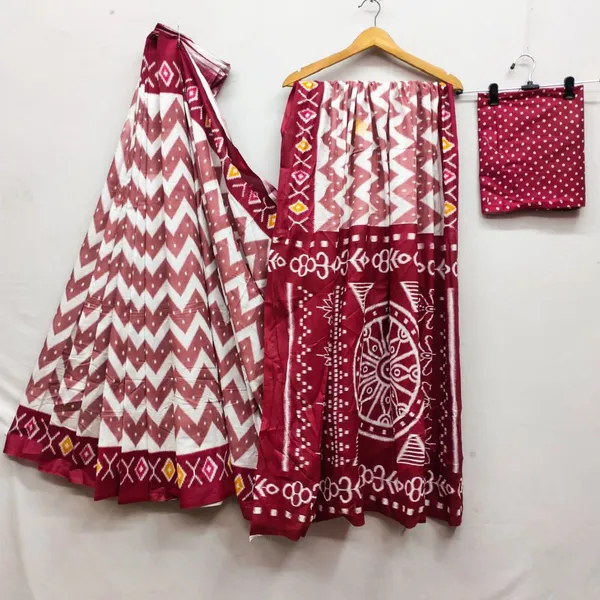 HANDICRAFT_IKKAT_PURE_SOFT_MUL_COTTON_SAREE_WITH_BLOUSE_PIECE