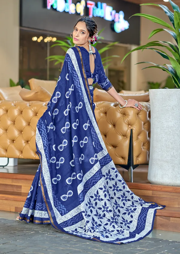 Beautiful_Zari_Border_Handicraft_Pure_Soft_MulMul_Jaipuri_Hand_Block_Print_Cotton_Saree_With_Blouse_Piece