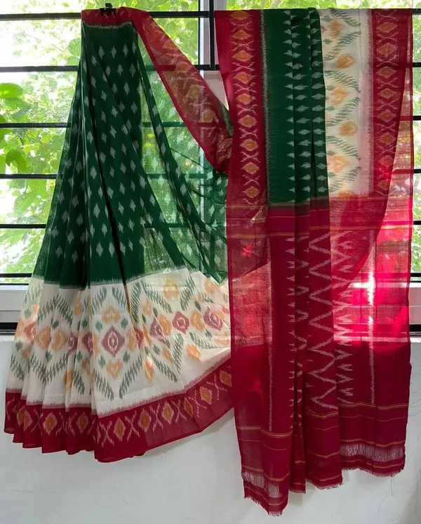 HANDICRAFT_IKKAT_PURE_SOFT_MUL_COTTON_SAREE_WITH_BLOUSE_PIECE