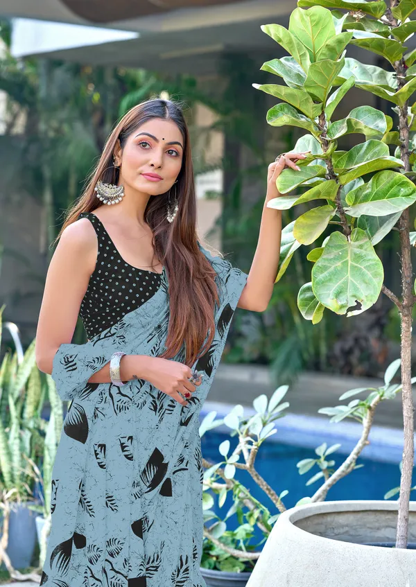 Handicraft_Beautiful_Handicraft_Pure_Soft_MulMulcotton_IKKAT_Hand_Blcok_Print_Saree_With_Blouce_Piece