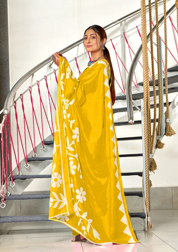 Handicraft_Beautiful_Handicraft_Pure_Soft_MulMulcotton_IKKAT_Hand_Blcok_Print_Saree_With_Blouce_Piece