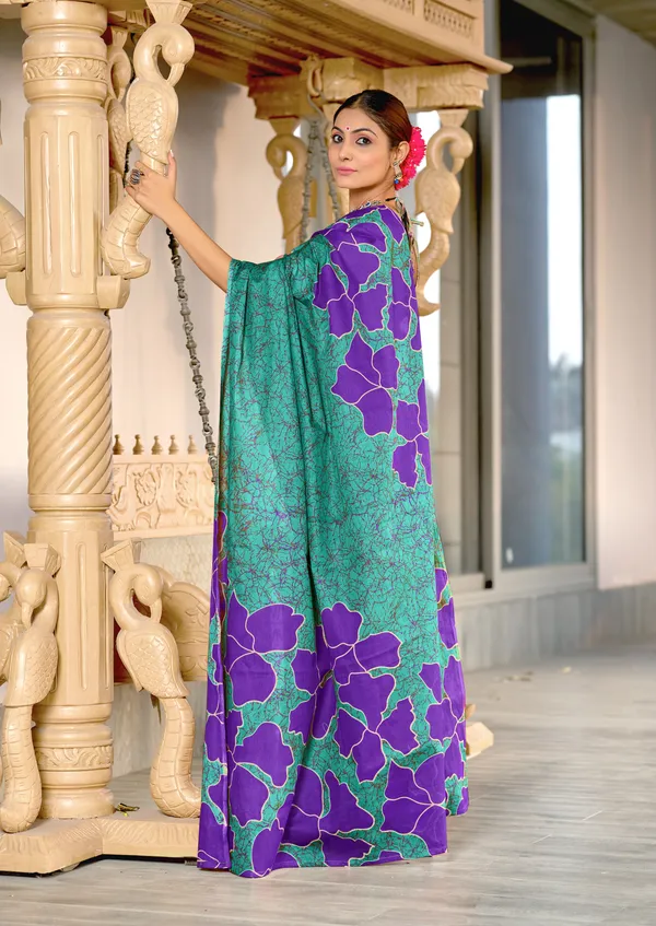 Handicraft_Beautiful_Handicraft_Pure_Soft_MulMulcotton_IKKAT_Hand_Blcok_Print_Saree_With_Blouce_Piece