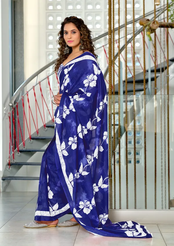 Handicraft_Beautiful_Handicraft_Pure_Soft_MulMulcotton_IKKAT_Hand_Blcok_Print_Saree_With_Blouce_Piece