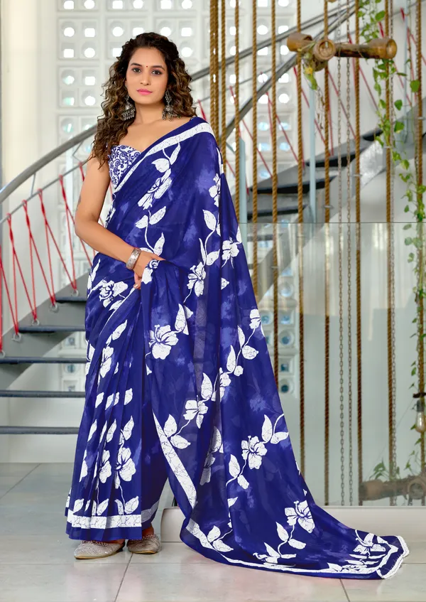 Handicraft_Beautiful_Handicraft_Pure_Soft_MulMulcotton_IKKAT_Hand_Blcok_Print_Saree_With_Blouce_Piece
